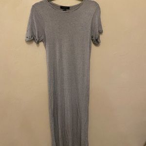 Black and white striped midi dress